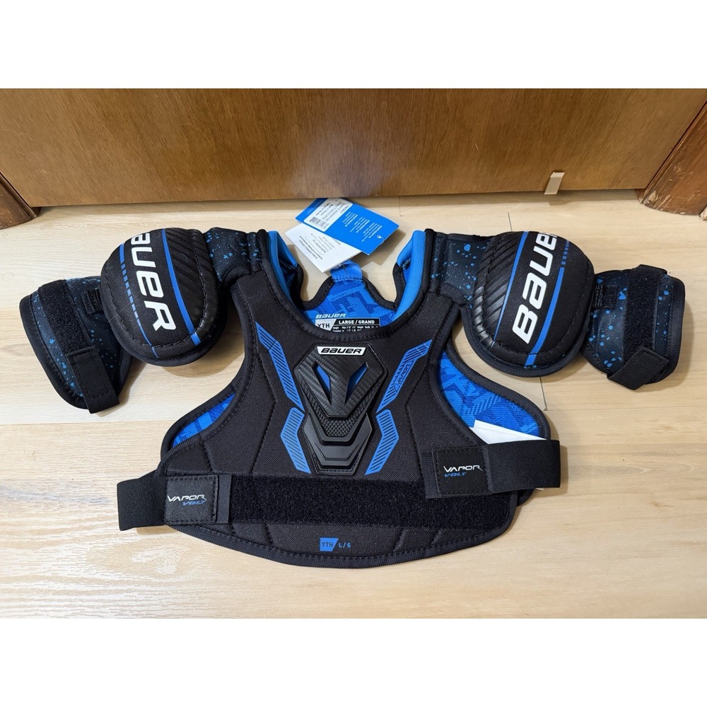 Bauer Youth Large Vapor Volt Shoulder Pads Hockey New With Tags Blue Black